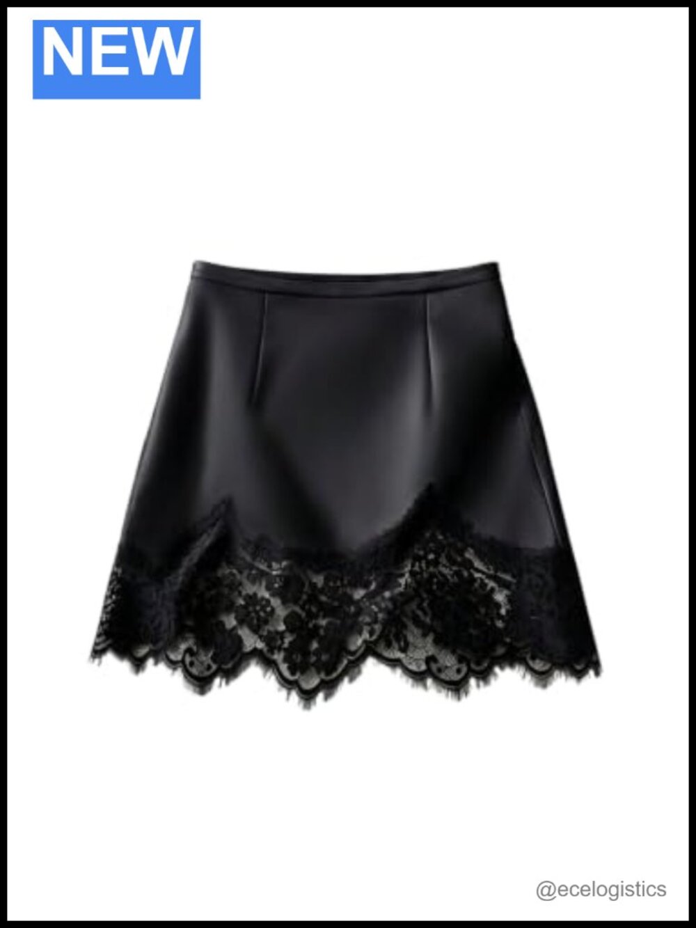 Floral Lace Trim Satin A-Line Mini Skirt